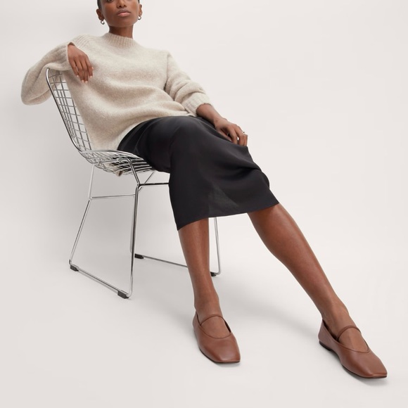 NEW Everlane Rum Brown Leather The Day Mary Jane Flat in Size 6.5 - Picture 3 of 16